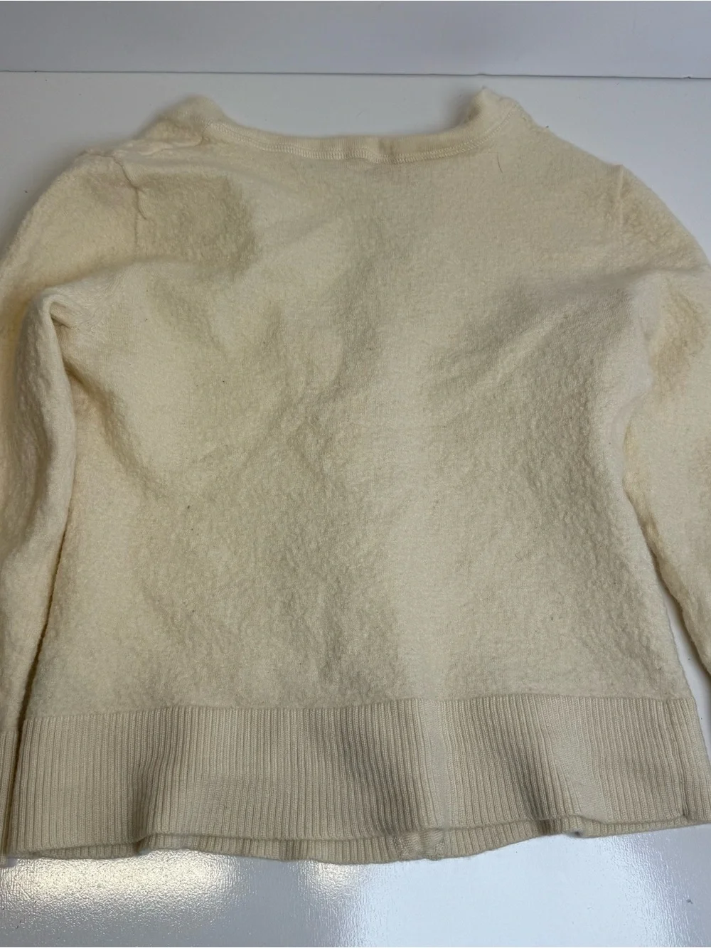 Tory Burch Simone Beige Merino Wool Gold Logo Buttons Cardigan Girls Medium M